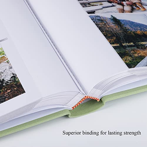 Linen Photo Album with Memo Writing Space, 100 Pages, Sage Green