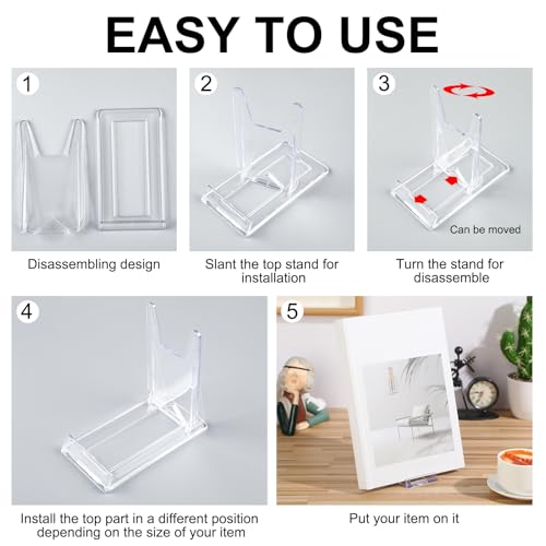 12-Pack Adjustable Acrylic Book Stand Display Easel for Books and Media