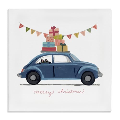 Christmas Cat Car 24x24 Canvas Wall Art - Stupell Industries (Siblings Variation: Christmas Cat Car / 24"L x 24"W)