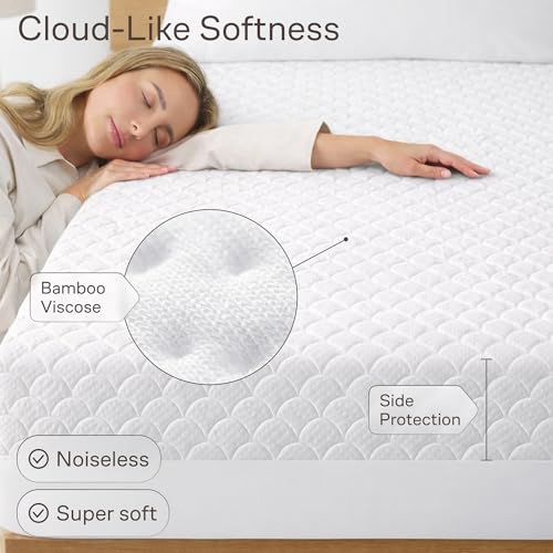 Ultra Soft Waterproof Mattress Protector King - Deep Pocket with Leak-Proof Edge