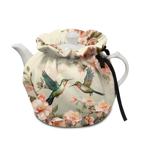 Hummingbird Floral Insulated Tea Cozy for Teapot - Washable Kettle Cover