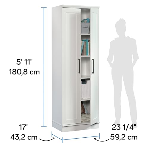 Tall 2-Door Storage Cabinet with 4 Adjustable Shelves, Soft White