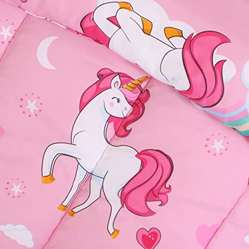 Kids Twin Comforter Set - 3 Piece Reversible Unicorn Microfiber Bedding