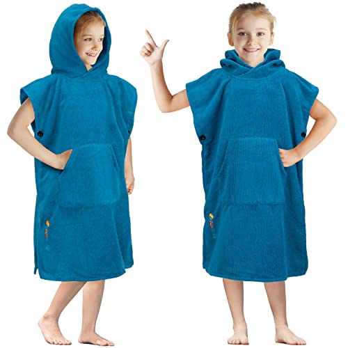 Kids Hooded Changing Robe - Microfiber Surf Poncho for Beach and Swim