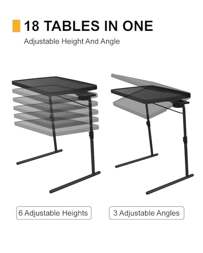 XL Folding TV Tray Table with Cup Holder, Adjustable Laptop Desk