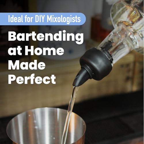 Pure Pour 10 Pack Black Liquor & Oil Bottle Pourers - Leak-Proof, Dust Caps, Dishwasher Safe