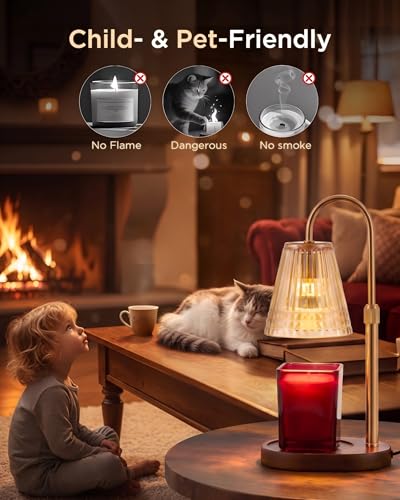 Adjustable Candle Warmer Lamp with Timer & Dimmer - Flameless Wax Melter