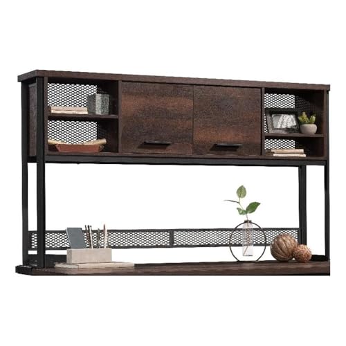Large Office Desk Hutch with Adjustable Shelves and Hidden Storage