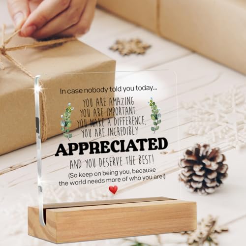 Motivational Quote Acrylic Desk Sign - Appreciation Gift 4x4 Inches