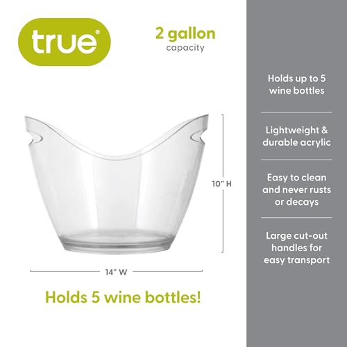 TRUE Acrylic Ice Bucket Set of 1 - 2.11 Gallon Beverage Chiller for Parties & Bars