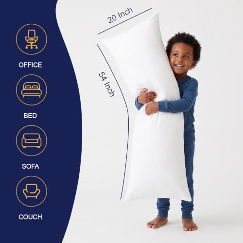 DOWNCOOL Breathable Full Body Pillow Insert (20x54) - Side Sleeper Bed Pillow