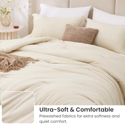 Beige Twin/Twin XL Comforter Set - 2-Piece Prewashed All-Season Bedding