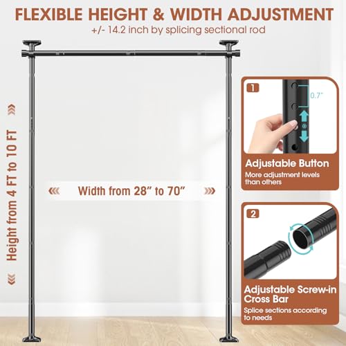 No-Drill Floor-to-Ceiling Tension Room Divider Curtain Rod, Adjustable