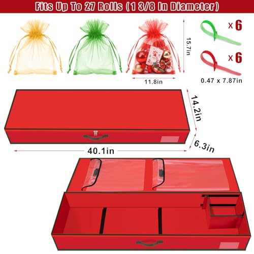 Underbed Christmas Wrapping Paper Storage Organizer with Pockets