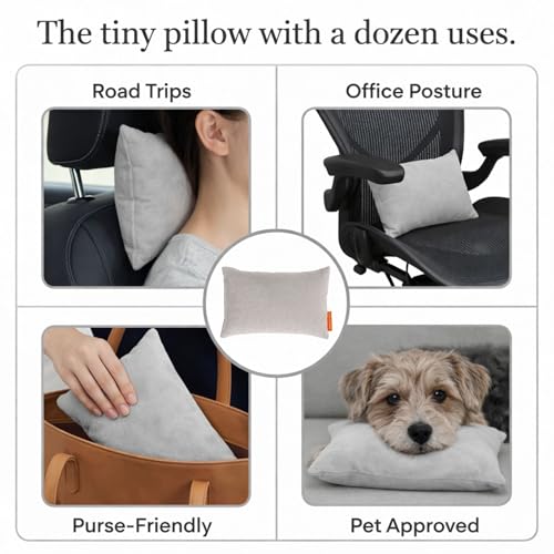 Travel Mini Pillow - Compact 11x7 inches for Kids, Toddlers & Pets - Gray