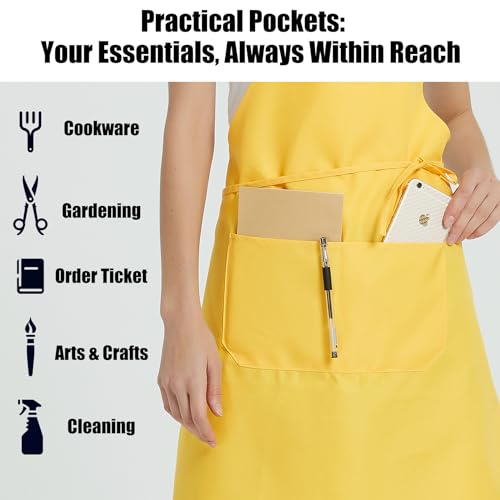 12-Pack Black Bib Aprons with 2 Pockets - Unisex Kitchen & Crafting Apron