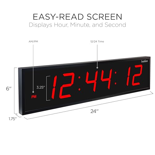 24-Inch Oversized LED Digital Wall Clock with Remote, Timer, and Temperature