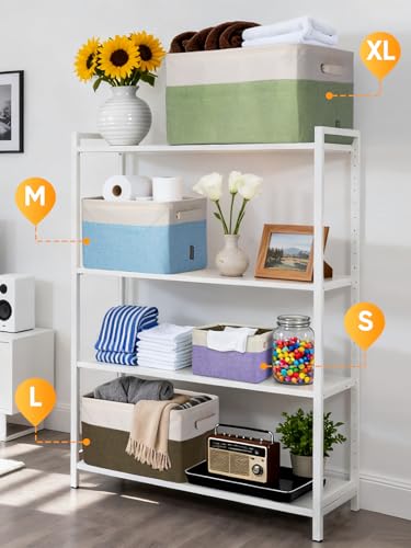 Fabric Closet Storage Bins Grey 12x8x8 Inch Linen Organizer Basket
