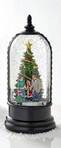 Raz Imports Animated Ice Skating Lantern with Music, Glitter Water effect, USB or Battery