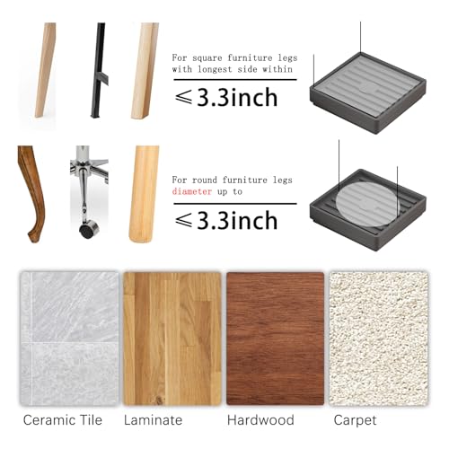 Heavy Duty Bed Risers - Set of 8, Adjustable Height 0.5-2 inch