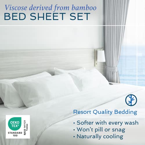 Hotel Sheets Direct 100% Bamboo Viscose Queen Bed Sheet Set - 4 Piece, White