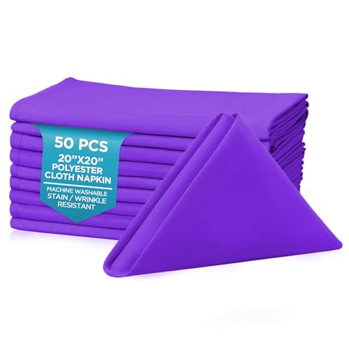 Purple 50-Count 20x20 In Polyester Cloth Napkins - Leading Linens, Variation Purple/50