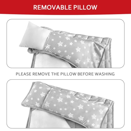 Toddler Nap Mat with Removable Pillow and Fleece Blanket 21" x 50"