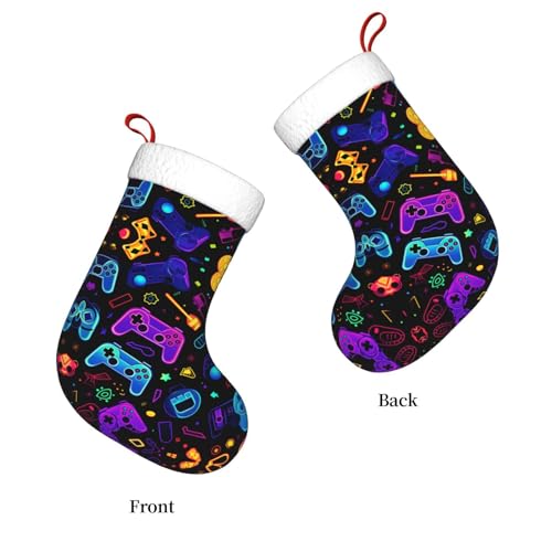Large 17.7in Christmas Stockings - 2 Pack, Red & Cozy Cuff Gift Bags for Fireplace & Decor