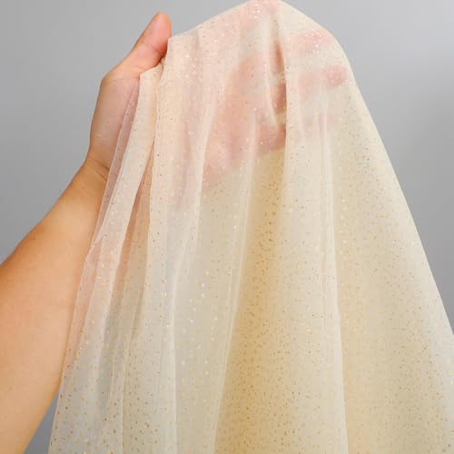 Windkream Champagne Gold 6-Piece Gauze Table Runner 10ft Glitter Sheer Decor