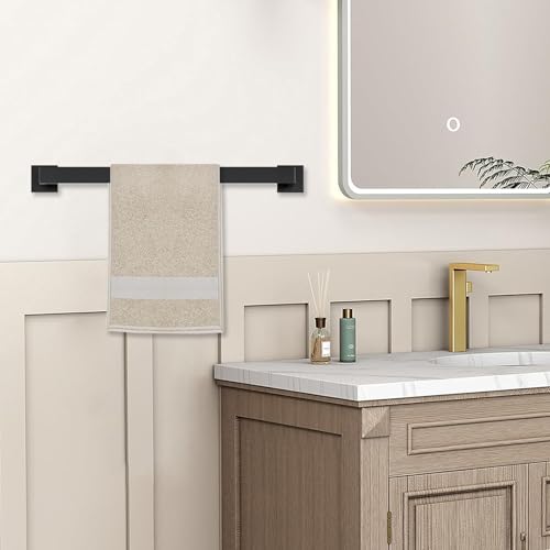 JOPOFI 23.6 Inch Matte Black Towel Bar - Wall Mounted Stainless Steel Holder