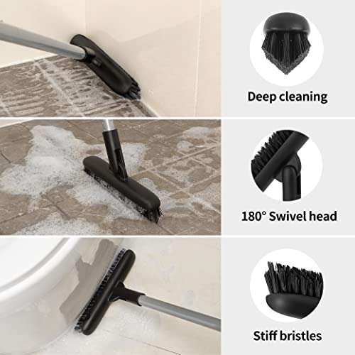 Heavy Duty Grout Scrub Brush with 50-Inch Adjustable Handle & Stiff Bristles