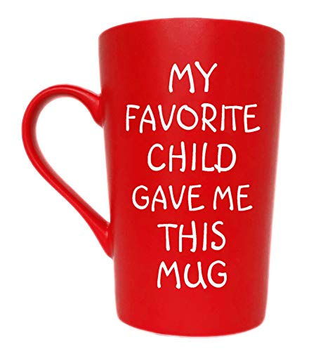 MAUAG Funny Christmas Gift Mug - 'My Favorite Child' Dad & Mom Ceramic Coffee Cup, 12 Oz, Clear Variation