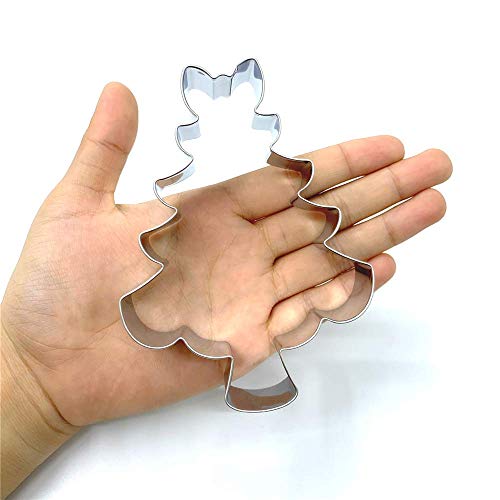 Christmas Tree Cookie Cutter with Bow - Food Safe Stainless Steel, 3.4 x 4.5 inches