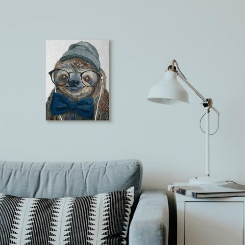 Funny Sloth Portrait Wall Art, 16x20 Stretched Canvas Print
