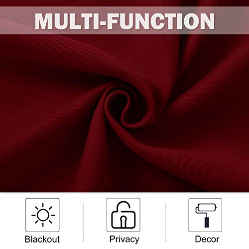 NICETOWN Blackout Christmas Tiers Curtains 30 Inch Length for RV Kitchen Basement Thermal Insulated Grommet Small Window Curtain for Bathroom Cabinet,42" Wide by 30" Long, 2 Panels, Burgundy Red