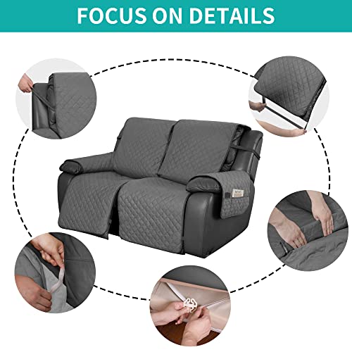 Waterproof Recliner Loveseat Sofa Cover with Pocket - Gray/Light Gray