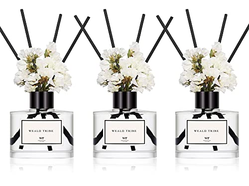 Natural Reed Diffuser Set with Real Flowers - 3 Pack Home Fragrance