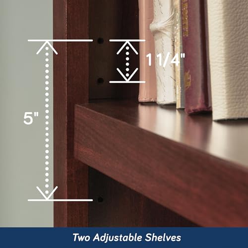 3-Shelf Adjustable Bookcase, Cherry Finish Storage Organizer