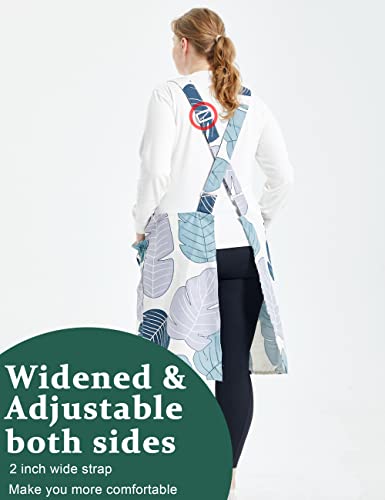 Plus Size Kitchen Apron with Pockets - Cotton Linen Cooking Baking Bib