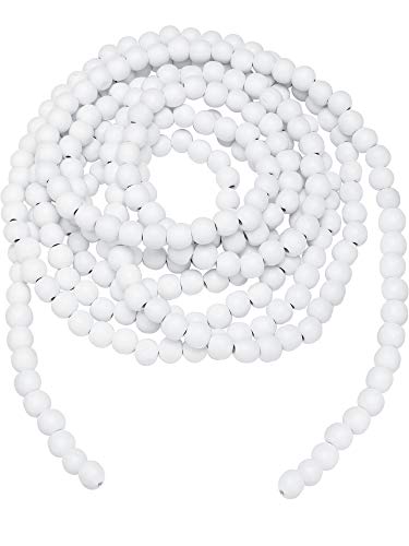 Hicarer 12ft White Wooden Bead Garland for Christmas Tree & Holiday Decor