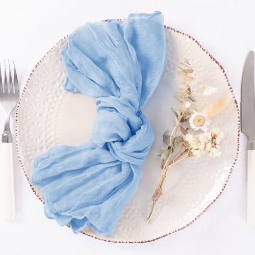 50-Pack Baby Blue Cheesecloth Napkins, 21x21 Inch Reusable Gauze Table Linens