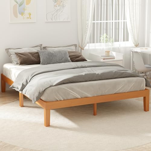 Full Size Solid Wood Platform Bed Frame, 12-Inch Noise-Free Slat Base