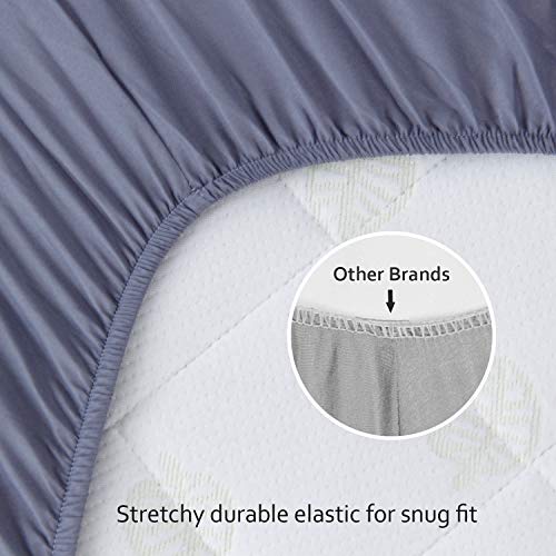 Biloban Soft Microfiber Fitted Crib Sheets 2-Pack - Grey & Navy (52" x 28")
