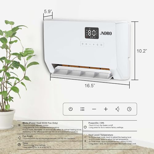Wall-Mounted Electric Space Heater with Thermostat and Remote