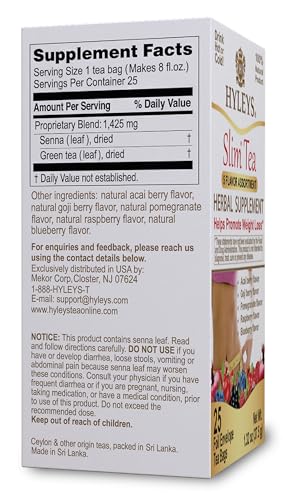 HYLEYS Slim Tea 5 Flavor Assortment - Weight Loss Herbal Supplement Cleanse and Detox - 25 Tea Bags (12 Pack) - Assorted Tea Variety Pack