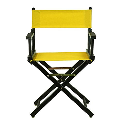 Foldable Solid Wood Director Chair with Gold Canvas, 18-Inch Seat Height