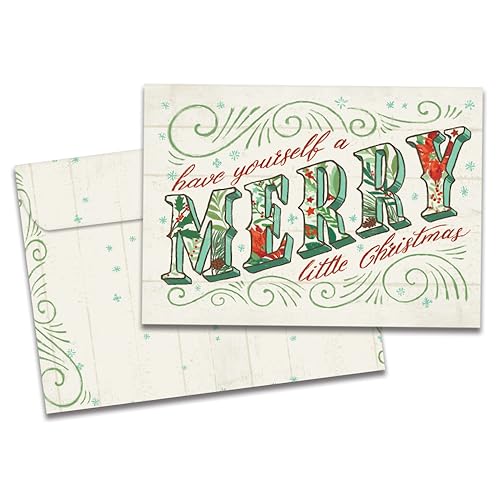 Christmas & New Year Greeting Card with Matching Envelope - 5x7 Holiday Design - Made in USA