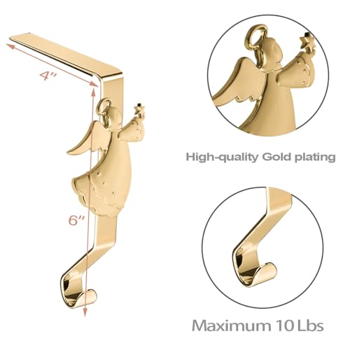 Gold Christmas Stocking Hooks - Set of 7, Reusable Mantle Hangers by XENTUMI (Gold/7)