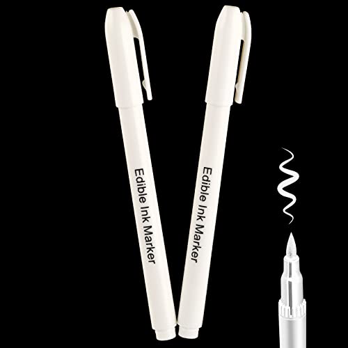 Fanika 2PCS White Edible Markers for Cookie Decorating Food Grade Gourmet Pens