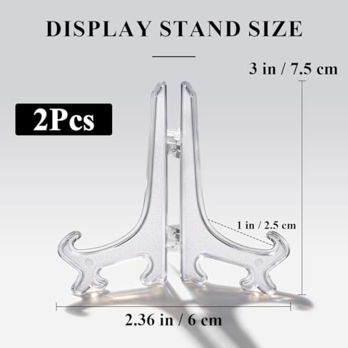 2Pcs 3-Inch Clear Acrylic Easel Stands for Photos, Cards, and Artwork